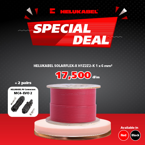 Dây cáp DC HELUKABEL SOLARFLEX-X H1Z2Z2-K | 1 x 6 mm² | Cuộn 500m