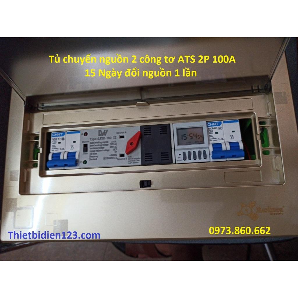 Tủ ATS chuyển nguồn tự động 2 công tơ , mỗi công tơ dùng nửa tháng - ATS 2P 100A