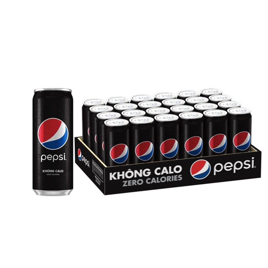 Thùng 24 Lon Nước Uống Có Gaz Pepsi Không Calo (320ml/Lon)