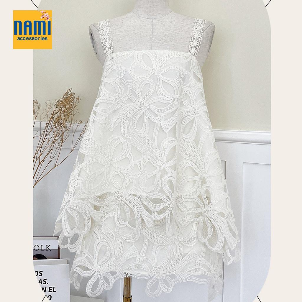 Set áo hai dây kèm chân váy ren hoa nổi tiểu thư nhẹ nhàng sang chảnh - ATNU045