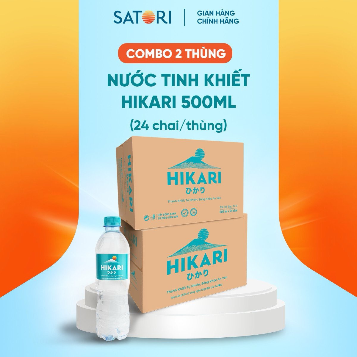 Combo 2 thùng nước tinh khiết Hikari (24 chai/thùng)