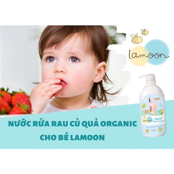 Nước rửa rau củ quả Organic cho bé Lamoon - Bình 400ml