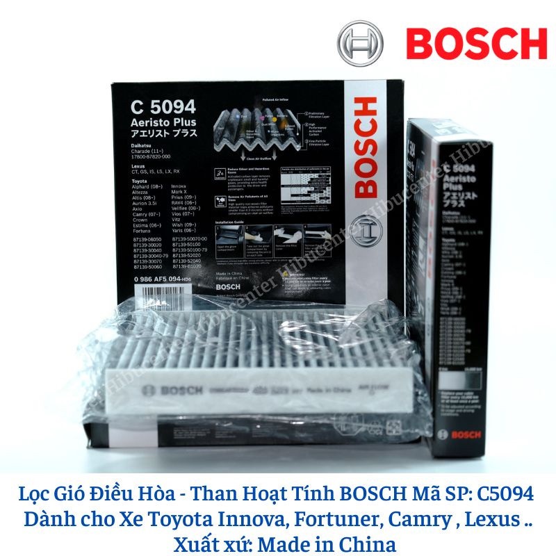 Lọc Gió Điều Hòa - Có Than Hoạt Tính / BOSCH / Mã SP: C5094 / Dành cho Xe Toyota Innova, Fortuner, Camry, Vios.. - Lexus ..