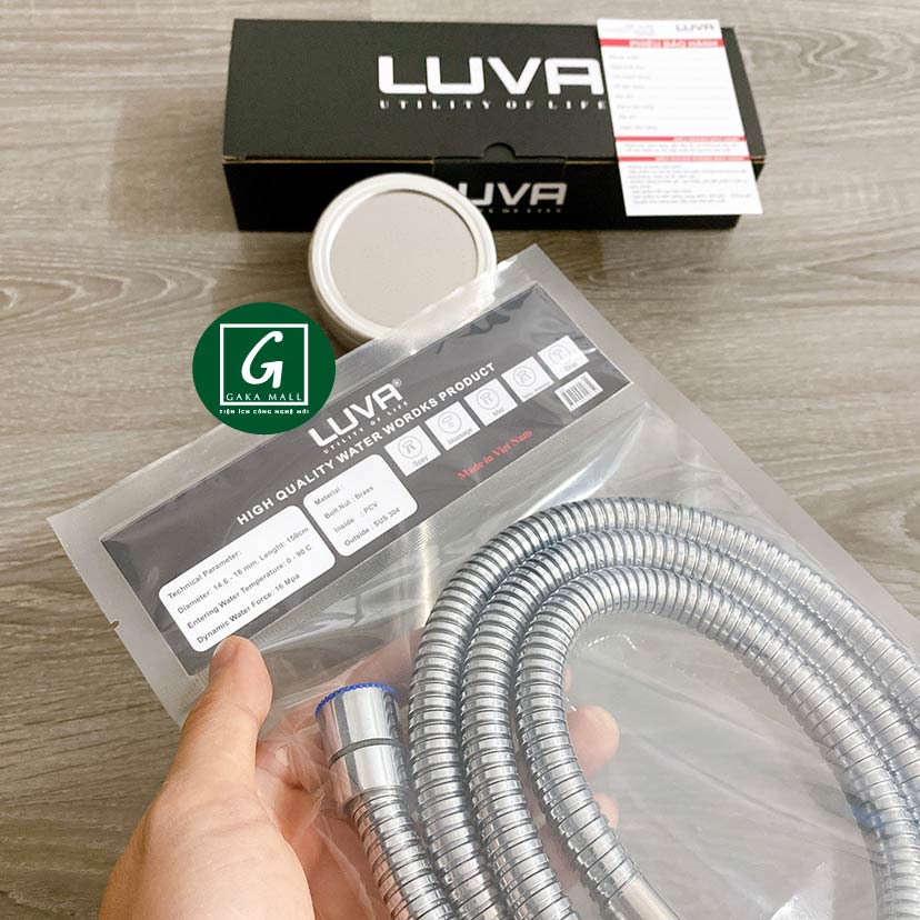 Combo vòi hoa sen Luva VS4 kèm dây sen Luva GK2, inox 304, lõi đồng, dài 1.5m, BH 1 năm đổi lỗi 30 ngày