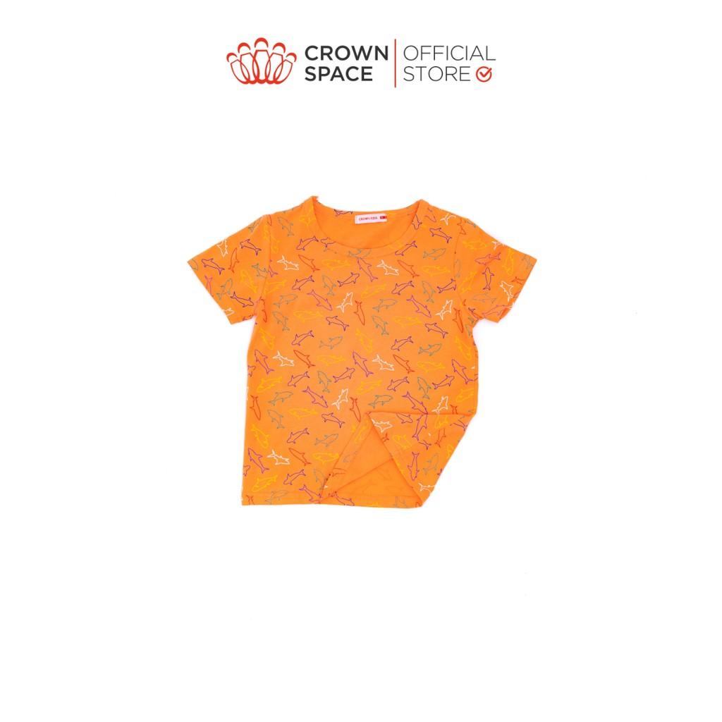 Áo Phông Bé Trai Màu Cam Crown Kids Fashion CKBS2110701.OR TShirt Vải Cotton Thoáng Mát Từ Size 3-7