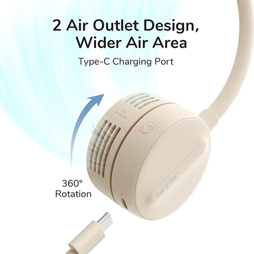 Quạt mini tích điện đeo cổ Jisulife Neck Fan Life1 1800mAh - Hàng chính hãng