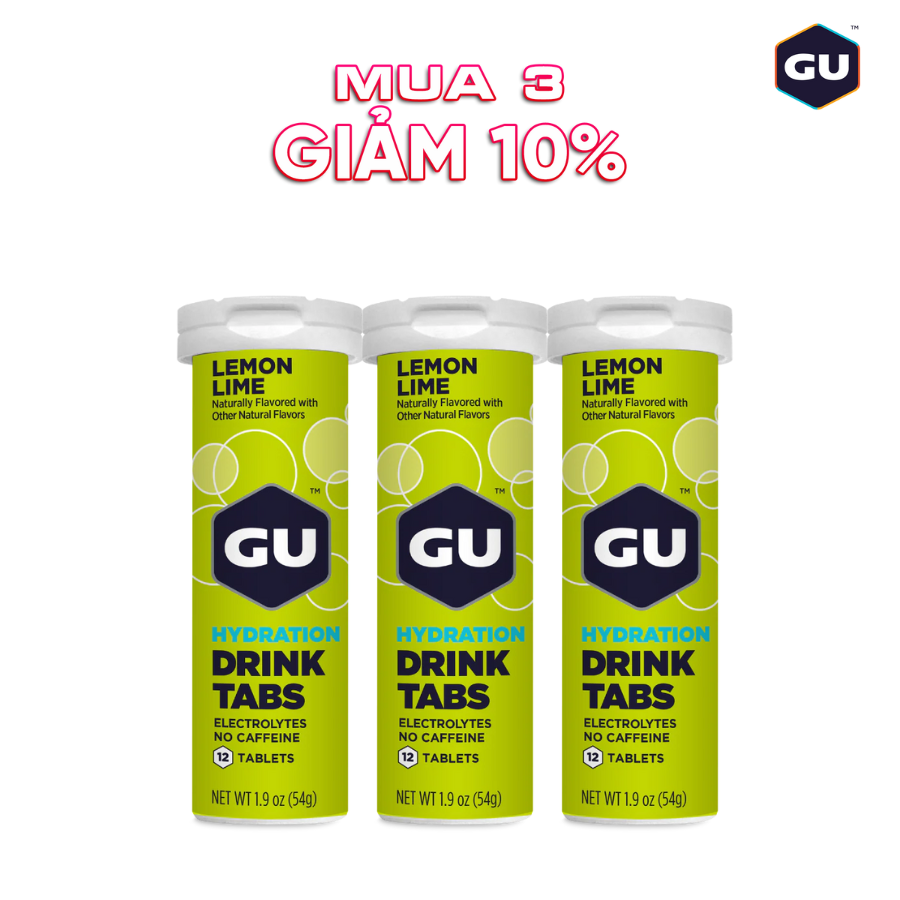 Viên sủi điện giải GU Hydration Drink Tabs - 12v  ống - Lemon Lime