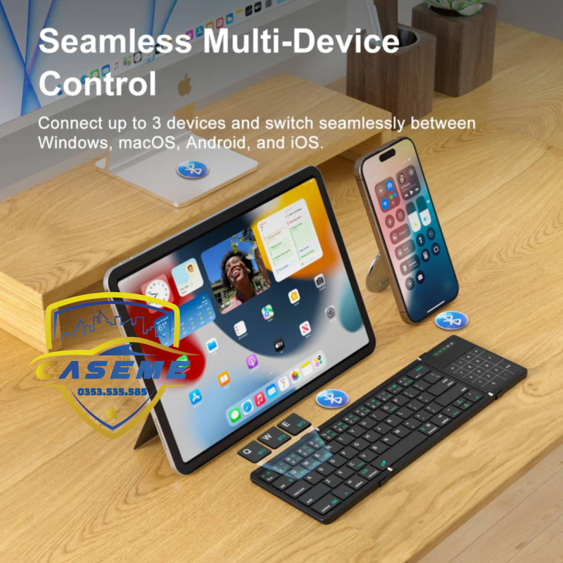 Bàn Phím Bluetooth Gập Gọn Nillkin Cube Chính Hãng – Tích Hợp Touchpad, Bọc Da Cao Cấp, Dành Cho Smartphone, iPad, Laptop - Hàng Chính Hãng