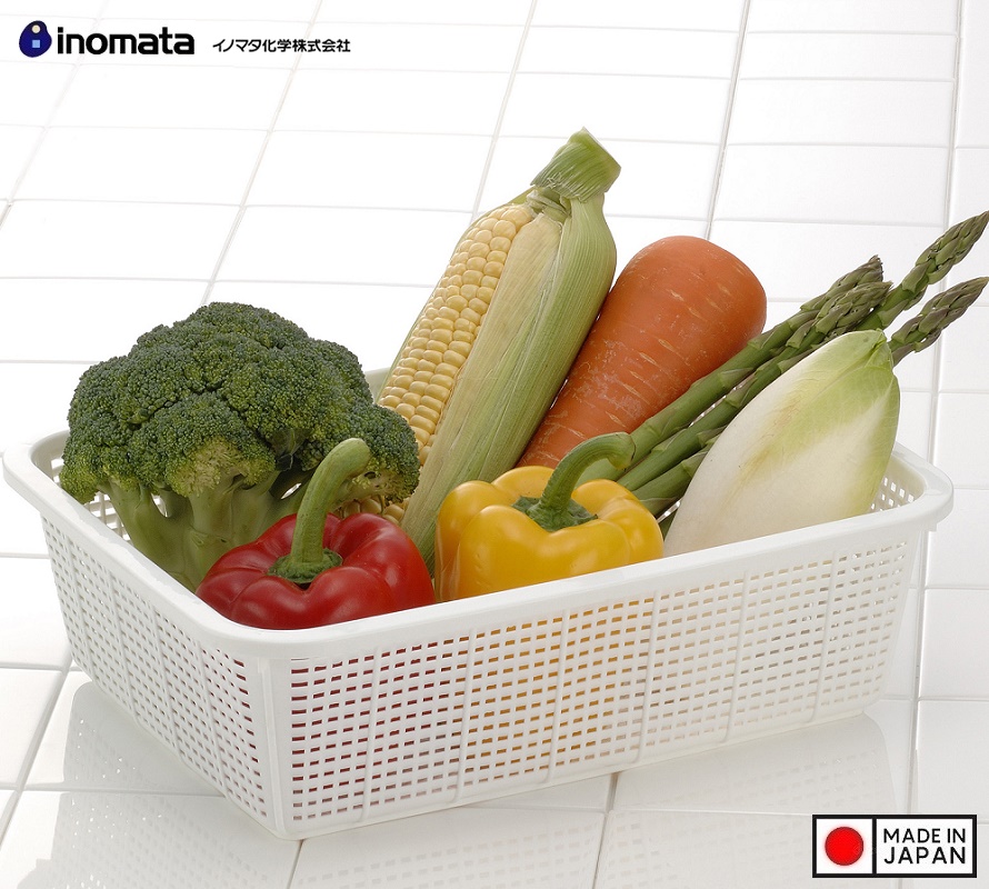 Rổ nhựa chữ nhật Inomata Simple - Màu trắng - Hàng Nội Địa Nhật Bản