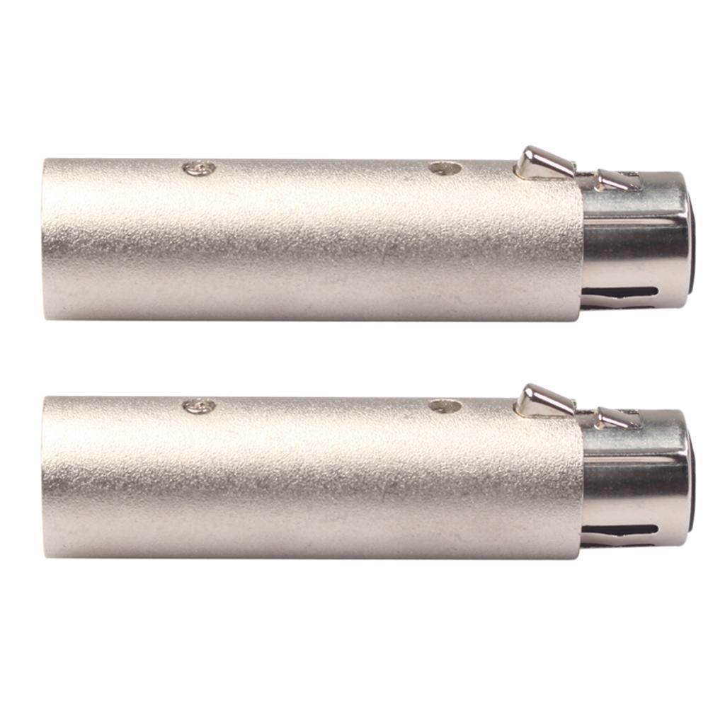 2Pcs XLR 3 Pin Male to 5 Pin Female Audio Line Adapter Interconnect Connector