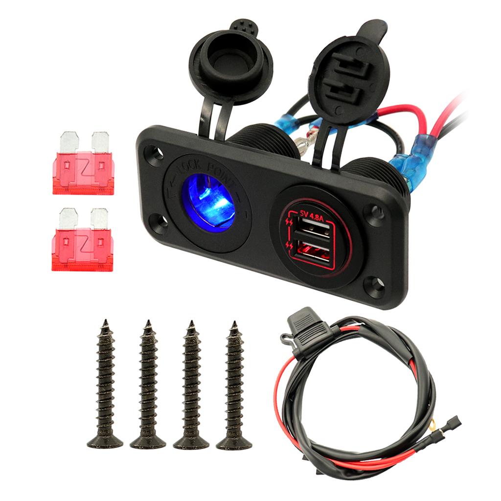 Car Marine Charger 12V/24V Waterproof Dual USB Fast Charger Socket Power Outlet