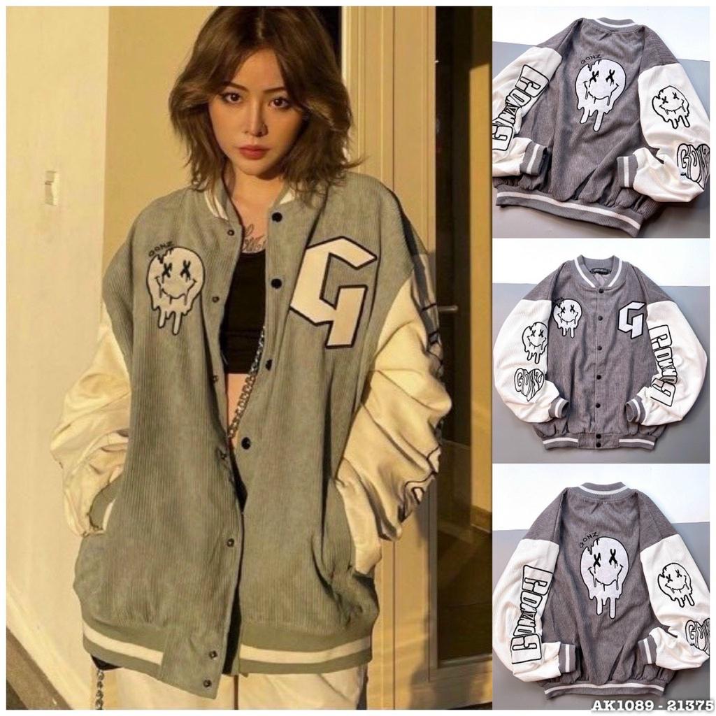 Áo Khoác Nữ Bomber Ko Nón Form Rộng Gài Nút. Áo Khoác Nữ Phong Cách Cá Tính Form Rộng