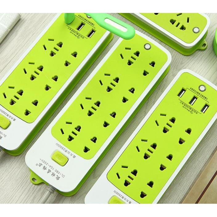 Ổ cắm điện chống giật 6 lỗ 3 cổng usb đa năng