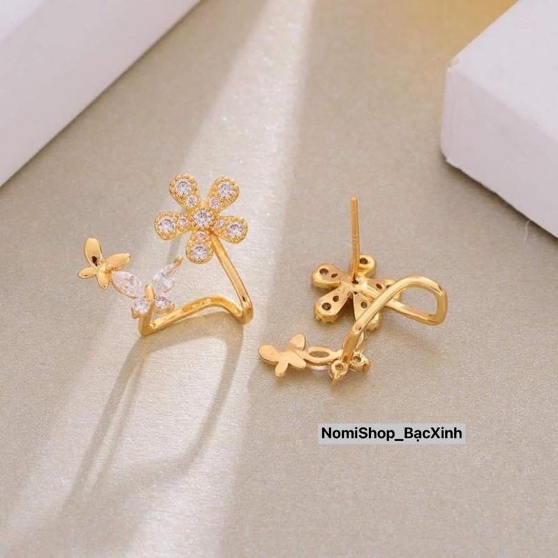 Bông tai nữ bạc ta dáng kẹp vành siêu xinh, đính đá hài hoà tinh tế - Nomi Shop Bạc Xinh