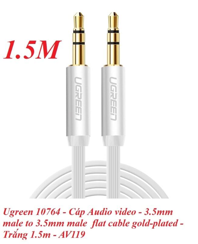 Ugreen UG10764AV119TK 1.5M màu Trắng Cáp âm thanh 2 đầu 3.5mm dương dây dẹt - HÀNG CHÍNH HÃNG