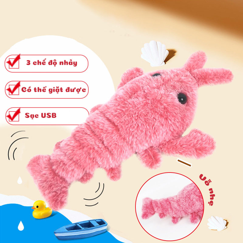 Tôm Hùm Nhảy Nhồi Bông Vải Lông Cừu Mềm Mịn Ngộ Nghĩnh Có Sạc USB Cho Bé - 338