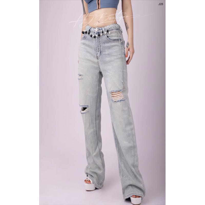 Quần Jeans rách kèm dây nịt Hàn Quốc-J28