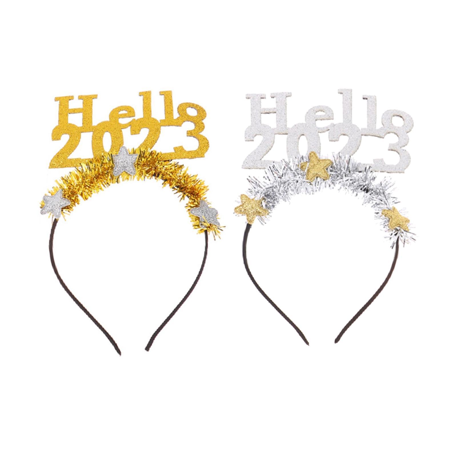 2Pcs Funny Happy New Year Headband Hair Hoop for Party Favor Kids