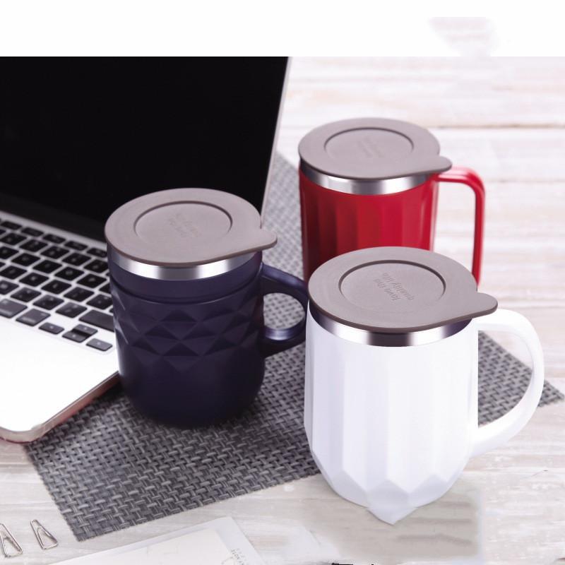 Đặc Biệt Tặng Cốc Inox 304 Văn Phòng Tay Cầm Cách Nhiệt Nước Lạnh Trà Sữa Làm Việc Cà Phê Có Nắp Đậy 400Ml