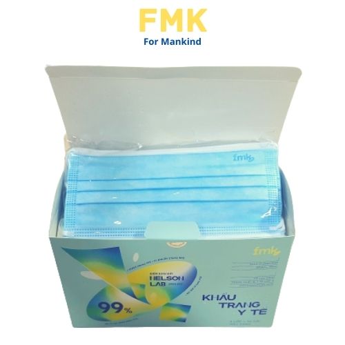 Khẩu Trang Y Tế 4 Lớp Cao Cấp Màu Xanh - Thương Hiệu FMK - Hộp 50 cái - Chuẩn Quốc Tế