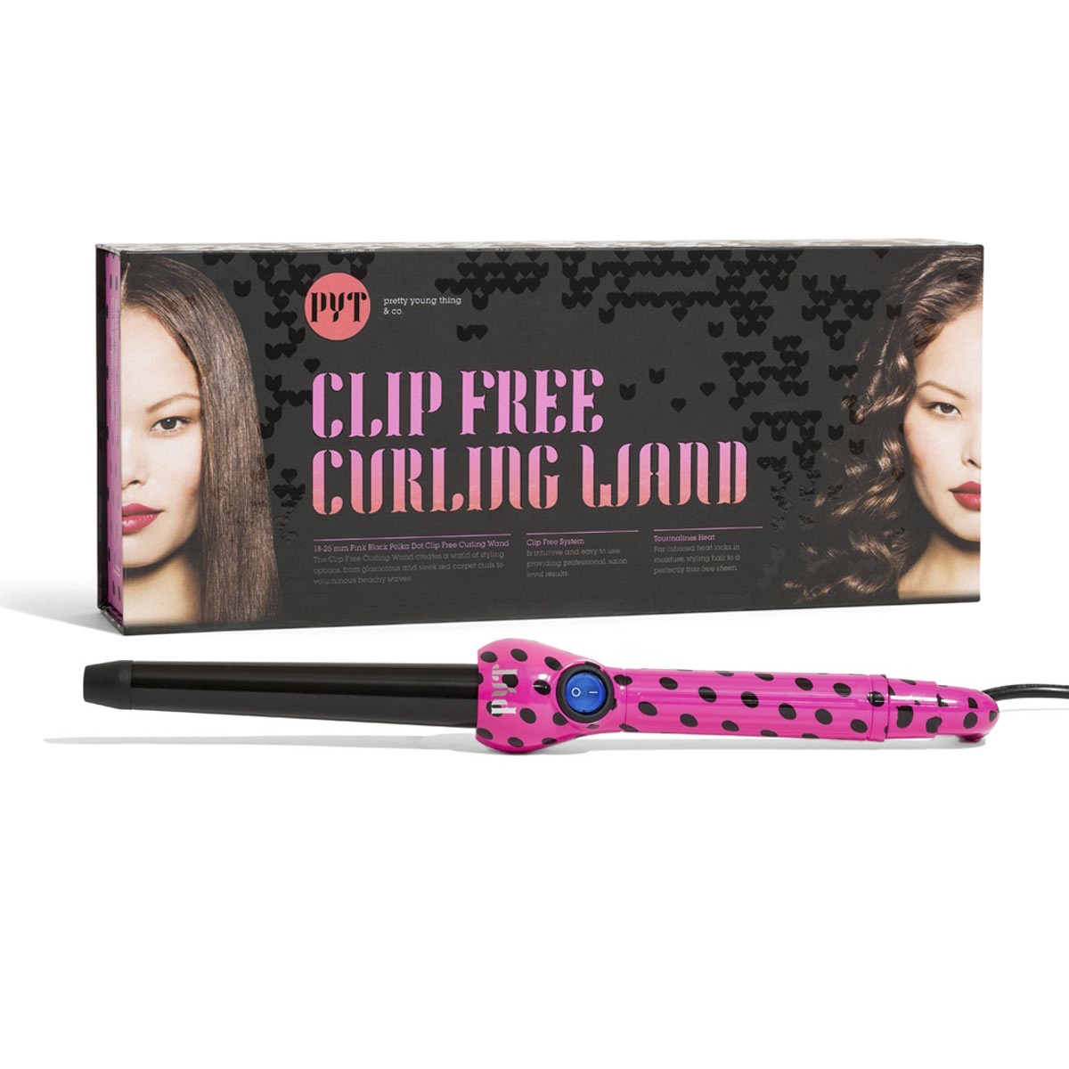 Máy uốn 25/18mm họa tiết chấm bi - Curler 25/18mm Pink polka dot PYT