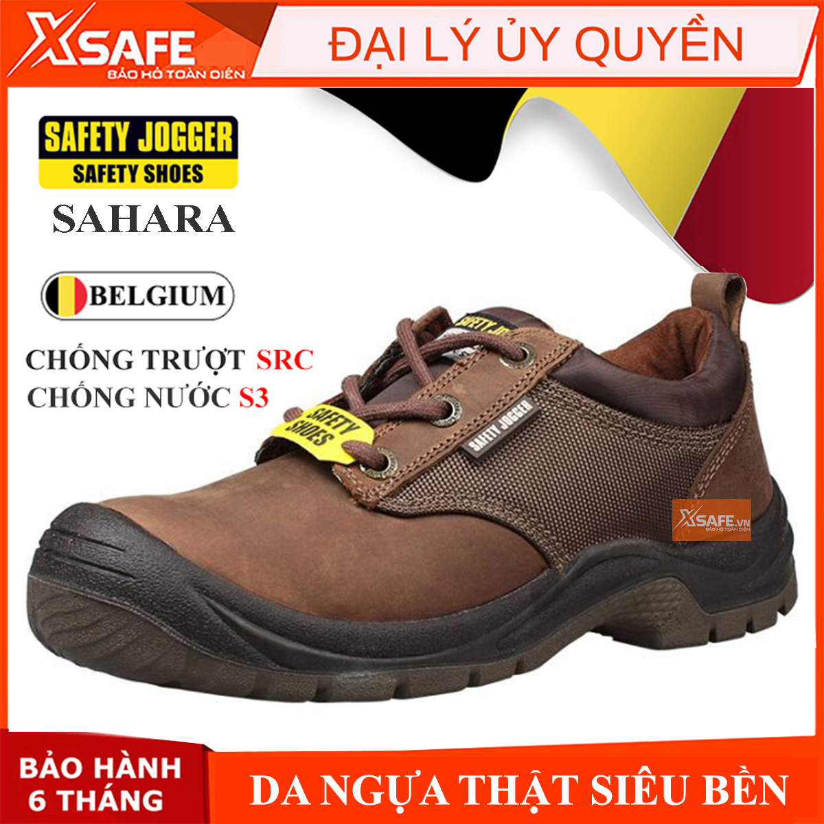 Giày bảo hộ lao động nam Jogger Sahara S3 da ngựa siêu bền, chống nước, chống đinh, trơn trượt Giày công trình, nhà máy