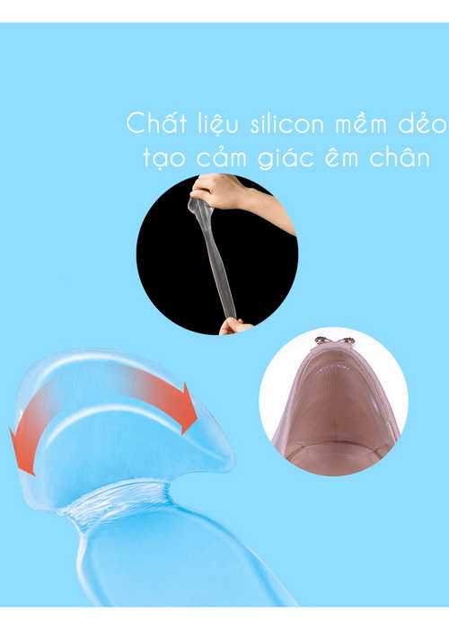 Miếng lót silicon trong suốt giảm size giày rộng và chống trầy gót chân