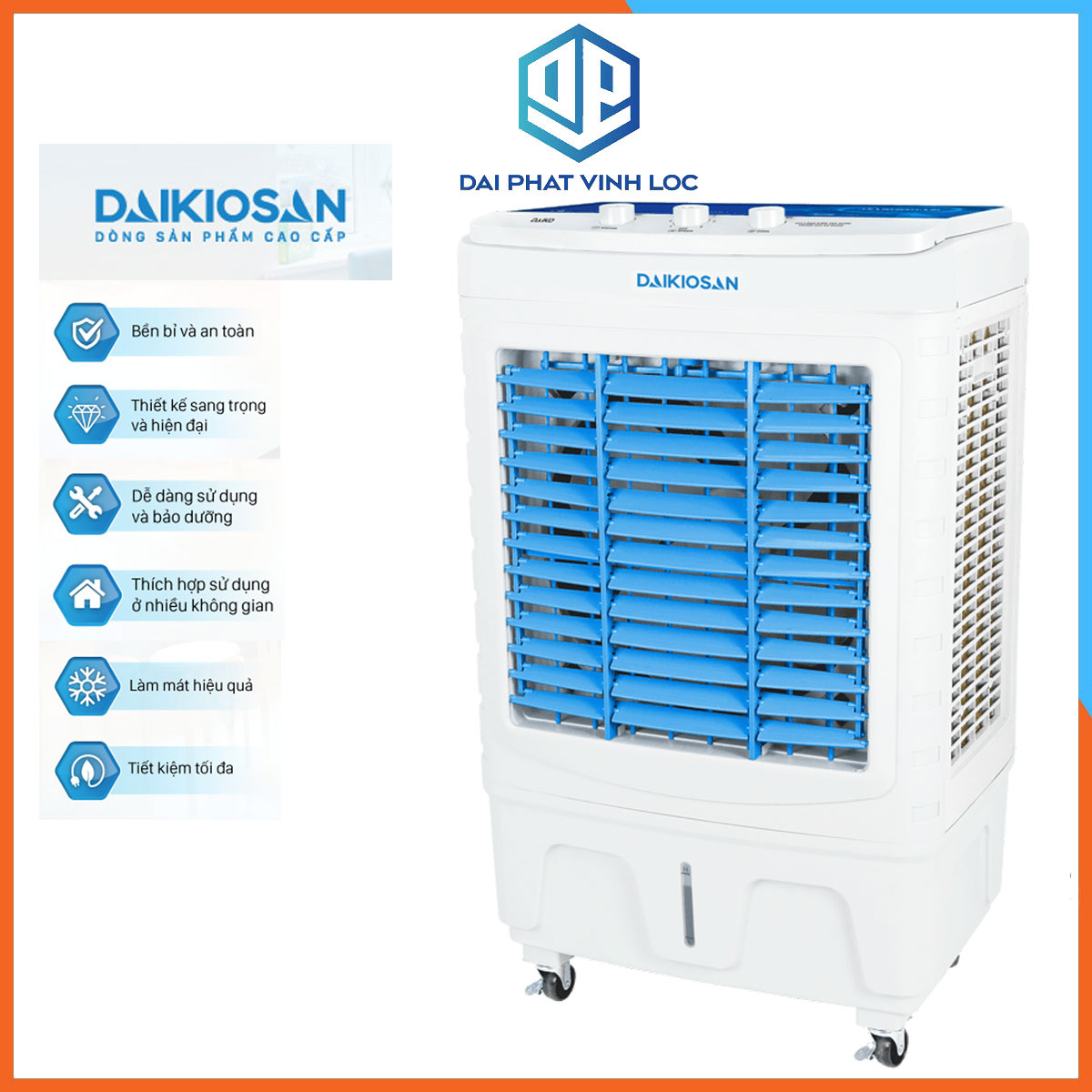 Quạt Hơi Nước/Máy Làm Mát Không Khí Daikiosan DKA-04500A-Không Gian 35m2-Công Suất 175W - Bảo Hành 12 Tháng