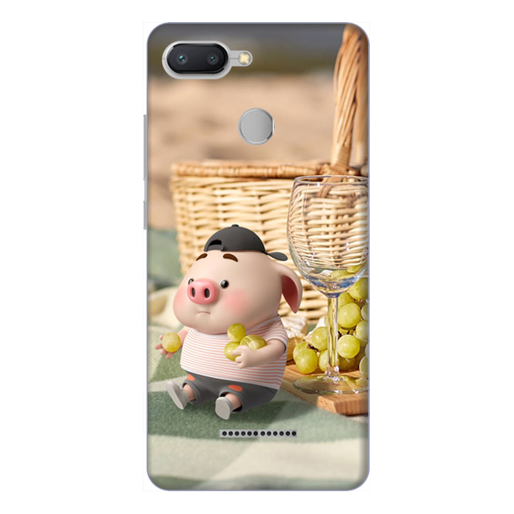 Ốp lưng điện thoại Xiaomi Redmi 6 hình Heo Con Tham Ăn