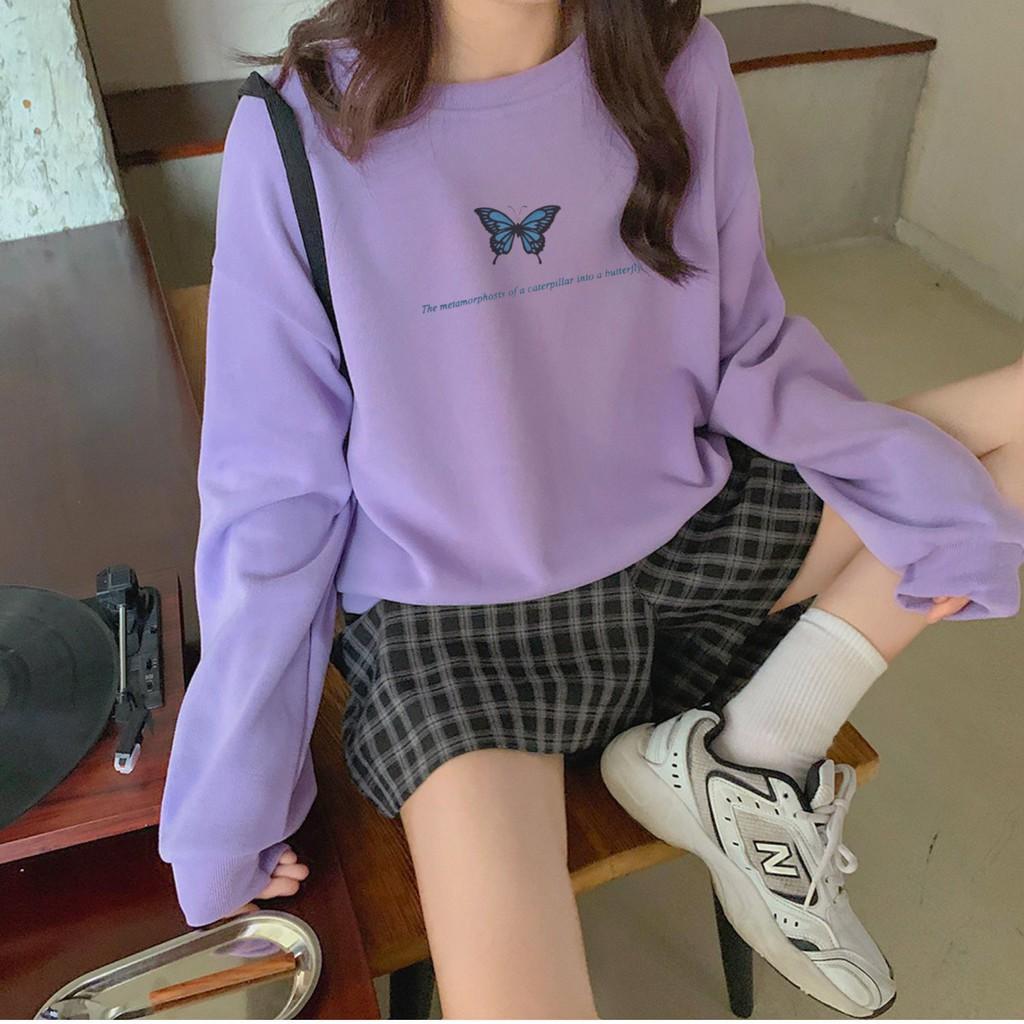 Áo Thun Tay Dài Có Bo Tay Unisex BƯỚM BUTTERFLY Thu Đông Form Rộng