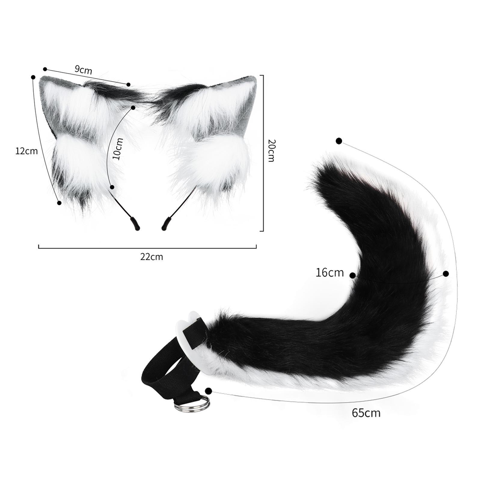 Ears and Long Tail Plush Ears Hair Clip Plush Funny Gifts Costume Accessories Headdress Hair Hoop for Stage Performance Party Halloween