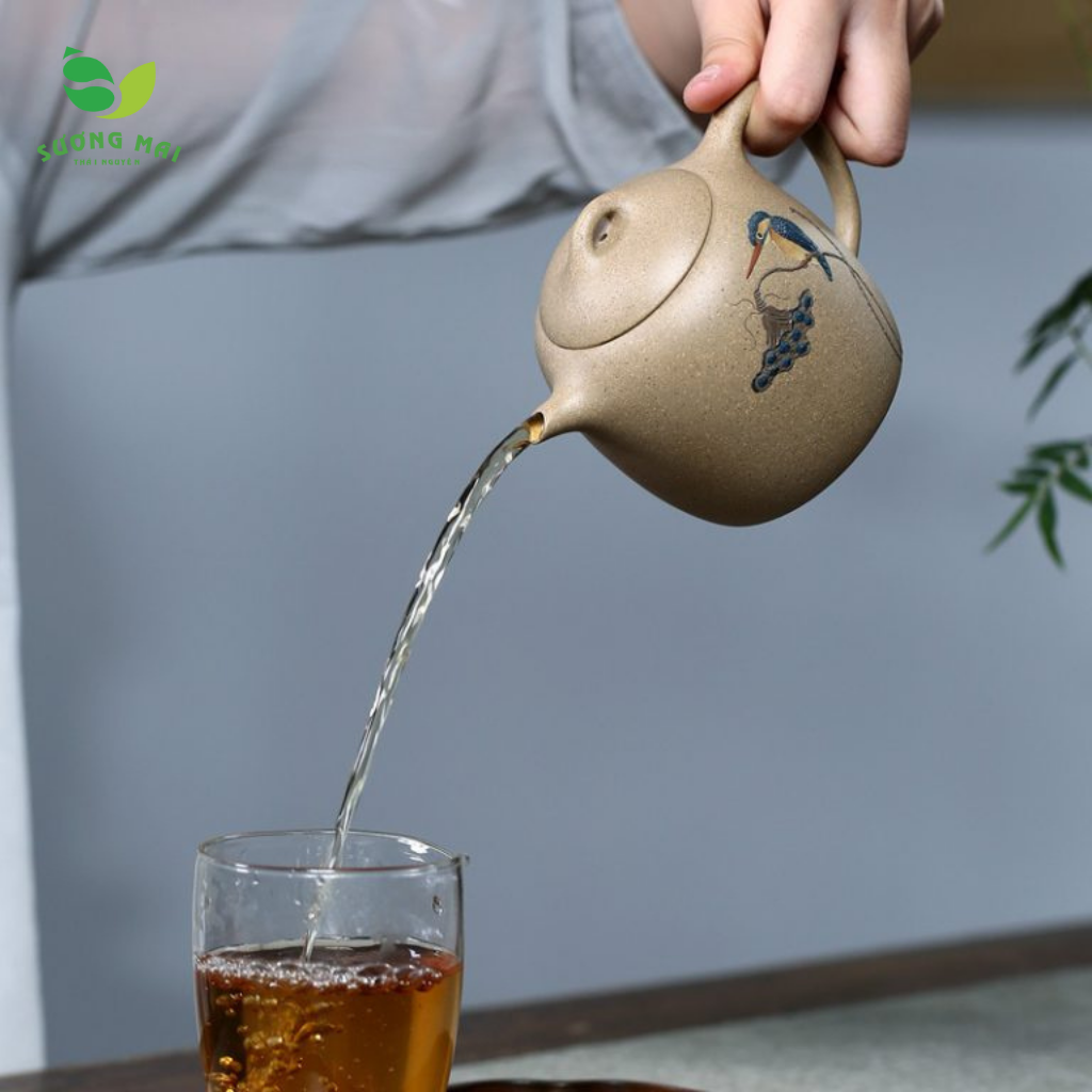 Ấm Tử Sa Tần Quyền, Nguyên Khoáng SƯƠNG MAI Chế Tác Thủ Công Nhiều Họa Tiết 310ml SM00271