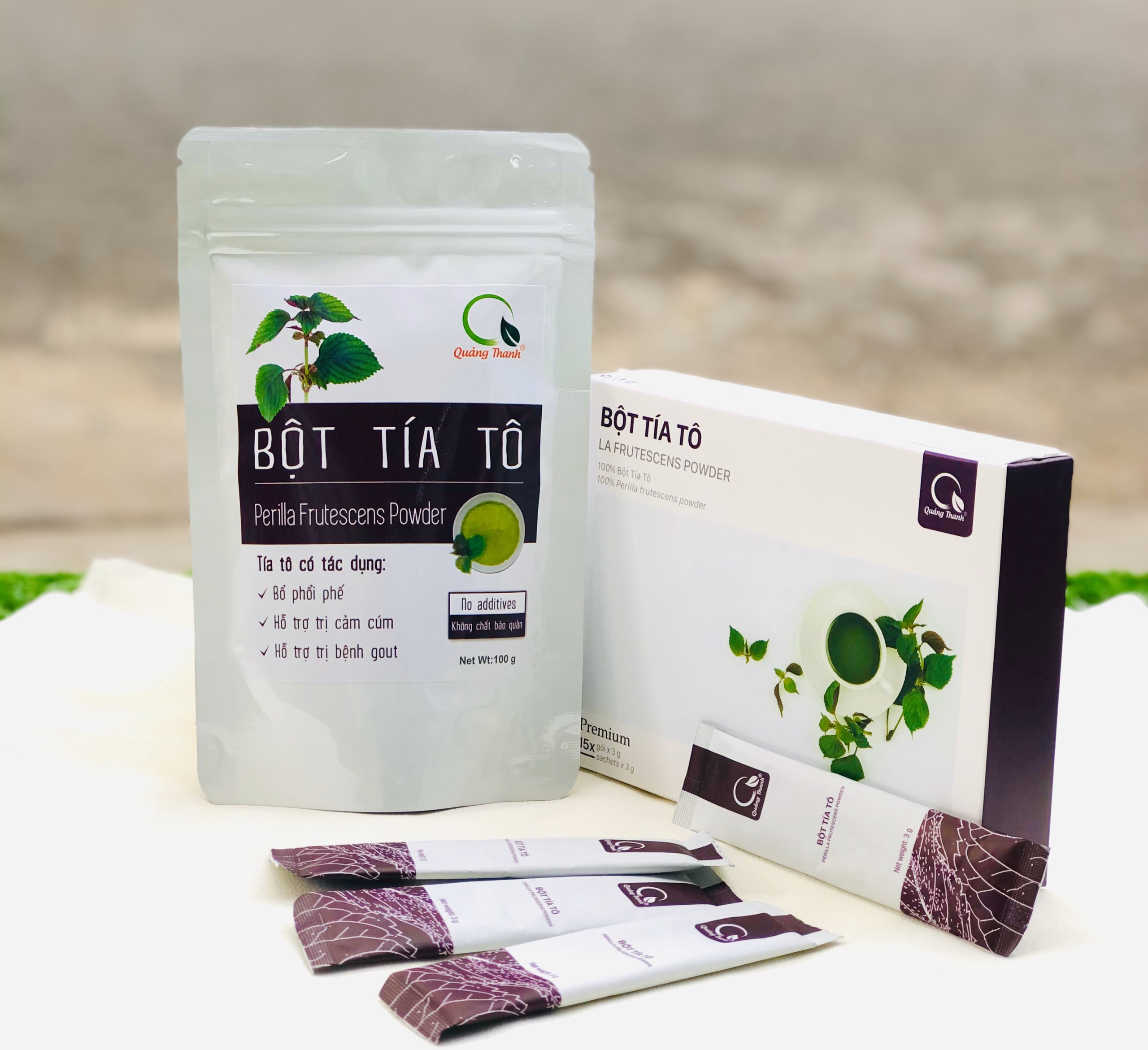 Bột Tía Tô Quảng Thanh 100% Nguyên Chất Sấy Lạnh - Bổ phổi phế, đẹp da, hỗ trợ bệnh Gout - Hộp tiện lợi