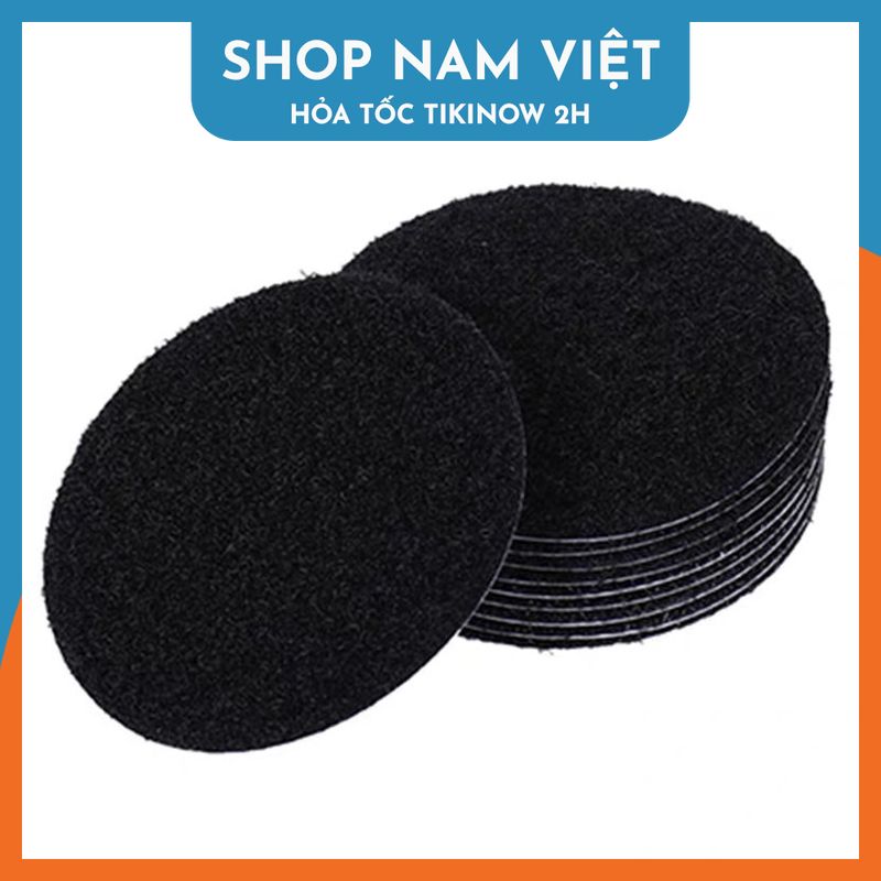 Set 10 Miếng Dán Velcro Tròn Kèm Keo 2 Mặt, Cố Định Thảm, Dán Nệm Sopha, Ra Trải Giường