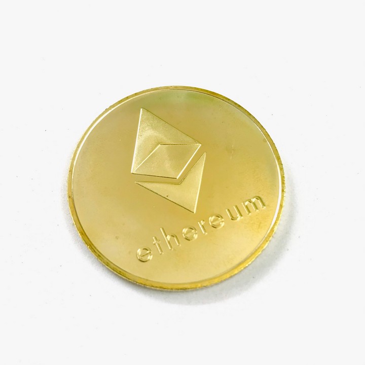 Xu kỷ niệm Ethereum Vàng Dùng để sưu tầm, giải trí trang trí bàn sách, bàn làm việc, làm quà tặng dễ thương ý nghĩa, kích thước 4cm, màu vàng - TMT Collection - SP005310