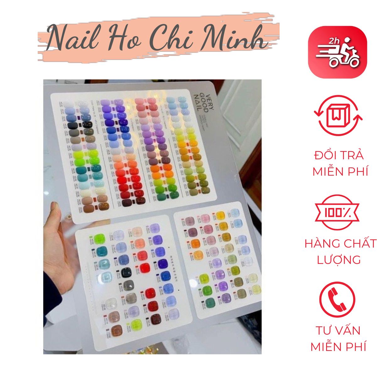 [Sản phẩm mới]Set 60 màu Very Good Nail dòng sơn gel Hàn Quốc phiên chai dài loại 1(tặng bảng màu mica lớn + 2 chai base top)