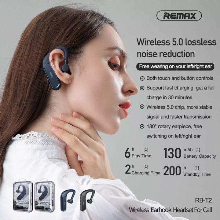 Tai nghe Bluetooth móc tai cảm ứng Remax RB-T2 - Hàng nhập khẩu