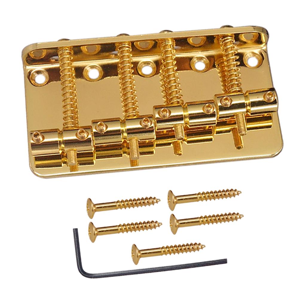 Electric Bass Guitar Bridge Assembly with Wrench Screws for 4 String Bass