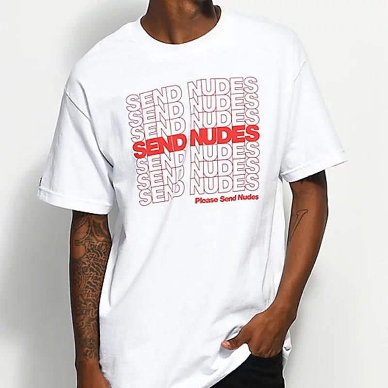 Áo thun oversize nam nữ in decal lụa SEND Nudes chất liệu vải tốt cotton M L XL màu trắng Trumunisex aothununisex