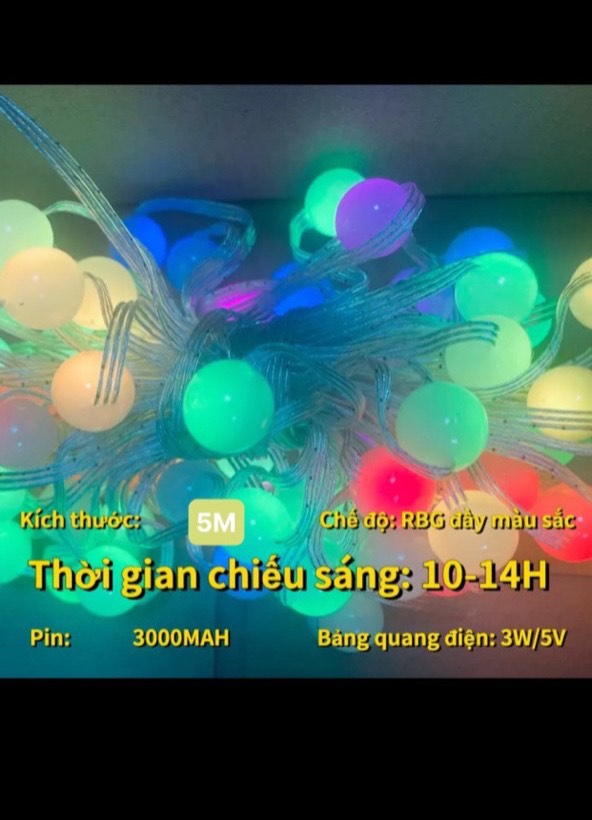 Dây đèn LED năng lượng mặt trời các loại không thấm nước bóng tròn dùng decor ngoài trời, trang trí ban công