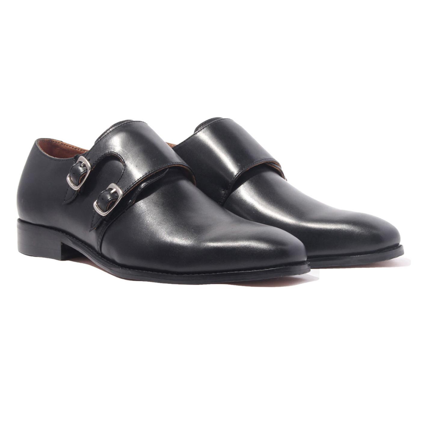 Giày Tây Nam Công Sở Khoá Cài Banuli  Da Bê Italian Double Monk Strap H1DS2 (Da Veg Itali Mềm Dẻo, Đế Siêu nhẹ, Bảo Hành Trọn Đời)