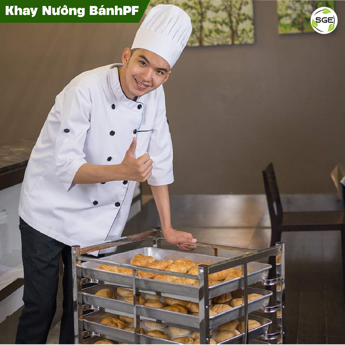 Khay Nướng Bánh Cho Tủ Ủ Bột PF. Khay Nướng Bánh (Baking Tray) Cứng Cáp, Bền Bỉ. Chế Tạo Từ Thép Không Gỉ Tiêu Chuẩn Thực Phẩm, Dẫn Nhiệt Cực Tốt. Hàng Chính Hãng Thái Lan