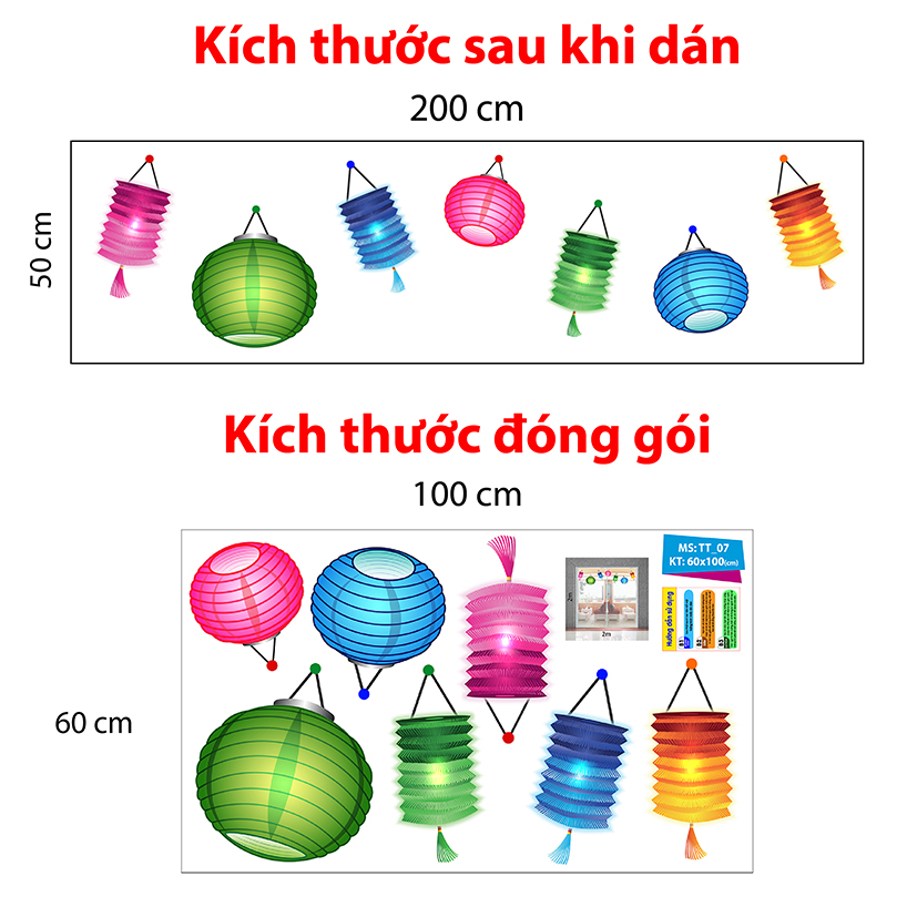 Decal trang trí trung thu 2021  lòng đèn Trung Thu