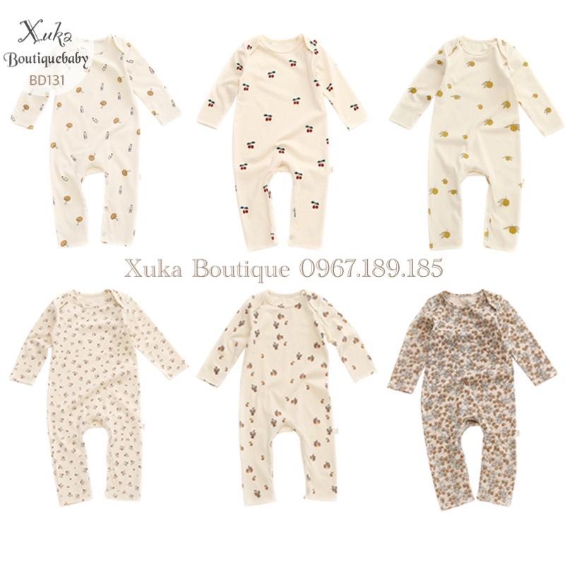 Bodysuit Dài Tay Cho Bé 0-2 Tuổi Style Hàn Quốc Cotton Dài Thu Đông Hoạ Tiết Dễ Thương Cực Đẹp