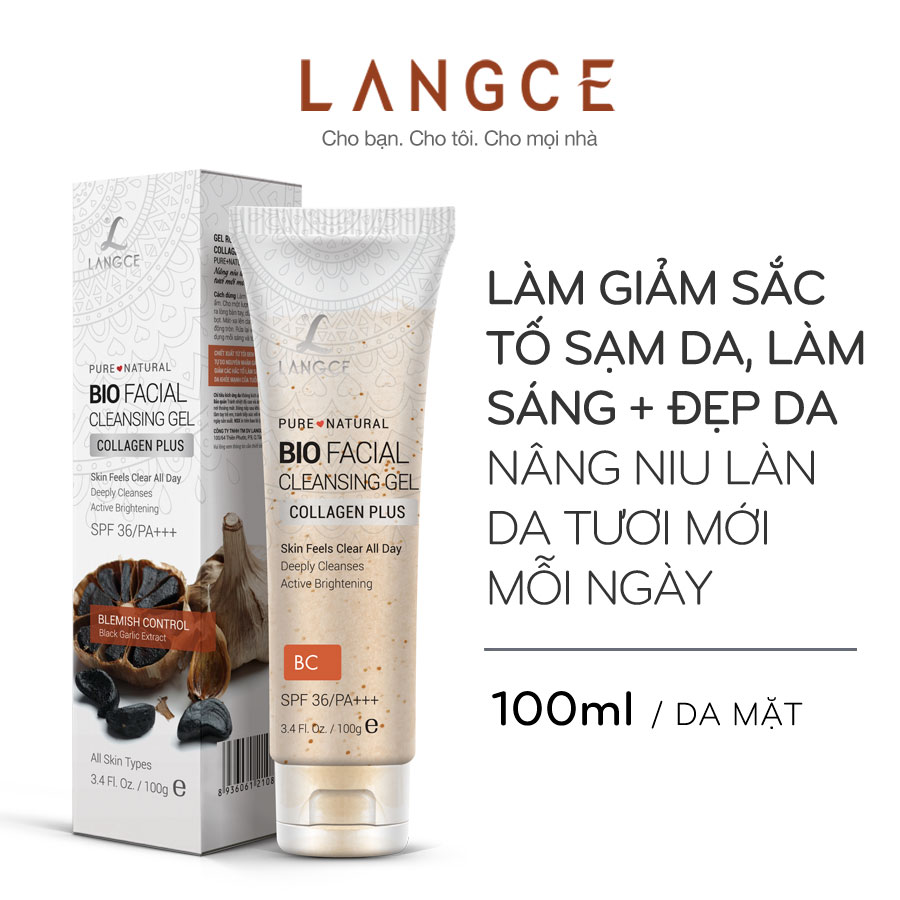 Gel Rửa Mặt Collagen+ Đẹp Da 100ml - Tỏi Đen - Trẻ Hóa Da TẶNG Kem Làm Rụng Lông Trắng Da 20ml LANGCE
