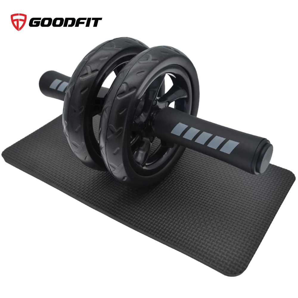 Con lăn tập bụng, con lăn tập cơ bụng 2 bánh GoodFit tay cầm lõi thép chịu tải 150kg, tập gym tại nhà Goodfit GF601AB