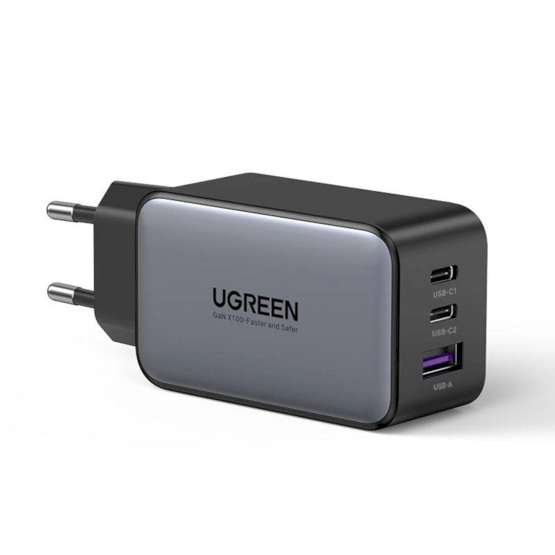 Ugreen UG10335CD244TK 65W 2Port Màu Đen Bộ sạc nhanh PD3.0 GaN sạc siêu nhanh 2 cổng USB-C chân cắm EU - HÀNG CHÍNH HÃNG