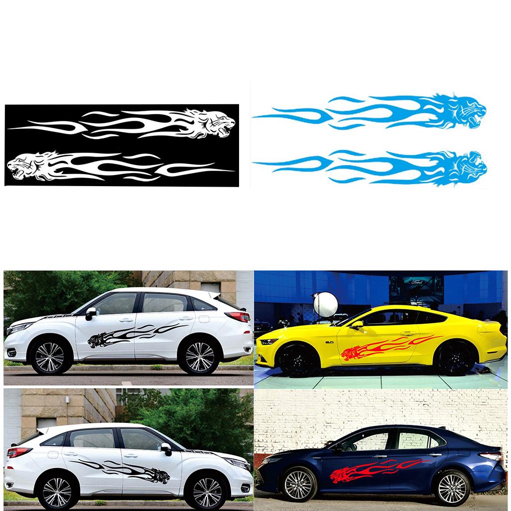 Pair Waterproof Car Body Side Truck Decal Vinyl Flame Graphics Racing Stripes Sticker Universal