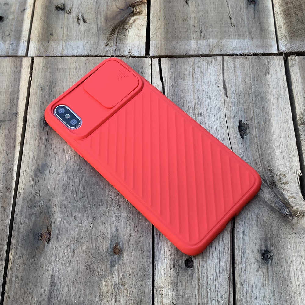 Ốp lưng kéo nắp camera cao cấp dành cho iPhone X / iPhone XS - Màu Đỏ