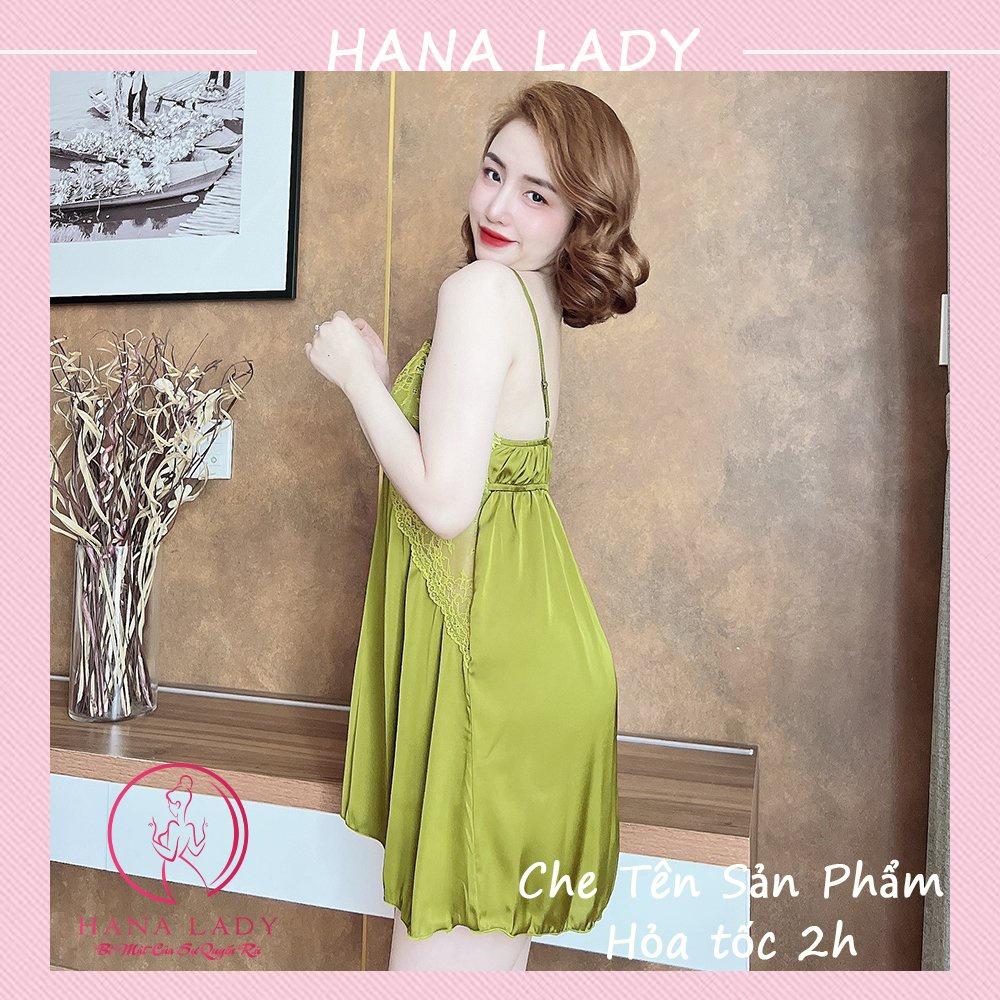 Váy ngủ lụa 2 dây kèm choàng có mút ngực gợi cảm - đầm ngủ sexy cao cấp VN489